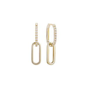 Pendientes de circonia de corte redondo minimalistas de plata de ley S925, versión de cobre personalizable, con llavero de plata y oro de 14k para mujer - Product Image 2