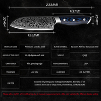 Couteau Santoku Ultra tranchant avec manche en G10, 67 couches, pour la découpe de la viande, des légumes et du poisson