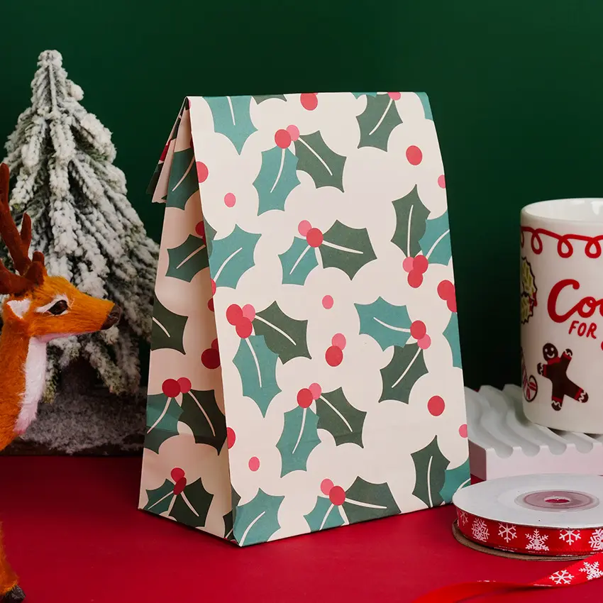 Có thể tái chế kraft giấy Favor Đảng Điều trị Túi món quà giáng sinh Goodies túi cho Giáng sinh nhật Nguồn cung cấp bên