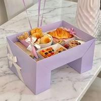 Boîte à pâtisserie et desserts personnalisée en carton ondulé avec couvercle convertible pour fruits, gâteaux, aliments frits, pâtisseries, desserts et sauces variées