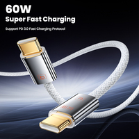 Câble USB-C vers USB-C Toocki Smart Charge 60W haute puissance, tissage fin, transfert 480 Mbps pour téléphones, tablettes, charge rapide et sécurisée
