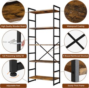 Wirewing Bookshelf in legno industriale libreria <span class=keywords><strong>Vintage</strong></span> portaoggetti espositori <span class=keywords><strong>scaffali</strong></span> rustici in piedi - Product Image 4