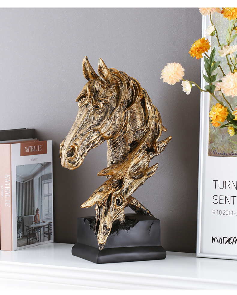 Hot selling retro home living room decoration art crafts horse head sculpture