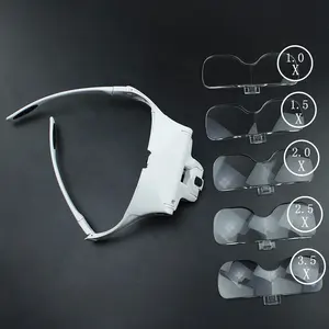 Lente d'ingrandimento a testa leggera lente d'ingrandimento montata sulla testa lente d'ingrandimento da lettura con 5 lenti intercambiabili