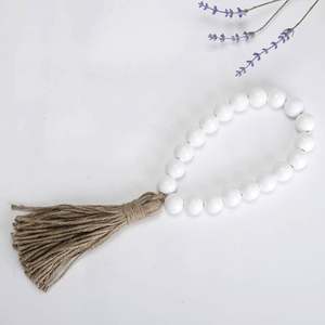 Cuerda de cuentas de madera Vintage de 25mm con adorno colgante de borla Ins Estilo nórdico cuerda de cuentas de madera cuerda de cáñamo decoración de borlas - Product Image 2