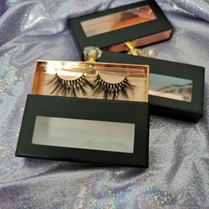 Cardboard Packaging Bespoke Custom Magnetic Rectangle Shape Eyelash Box Customer LOGO Accepted Private Label Black Eyelash Case