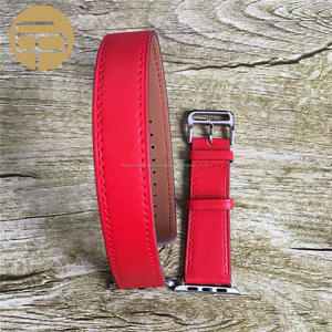 Extra-longues double-tour rouge personnalisé bord peint doux durable nappa en cuir bracelet de montre pour Apple Montre - Product Image 6