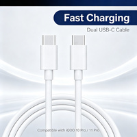Câble USB-C vers USB-C à charge rapide en TPE pour téléphones Android VIVO IQOO, compatible PD GaN 200W pour PC HD, 1M 1.5M 2M OEM ODM