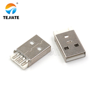 Conector USB Micro Macho TEJIATE para Hembra, SMT 2.0, 6, 4 Pines, Accesorios, Piezas, Conector USB de Doble Capa de 5 Pines