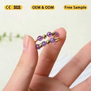 Vente en gros d'anneaux en cristal faits à la main, ajustables, enveloppés de fil, bijoux en pierres précieuses - Product Image 4