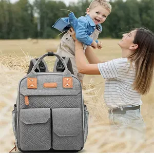 Sacs à langer de maternité polyvalents pour bébé, sac à dos imperméable avec coussin à langer Portable