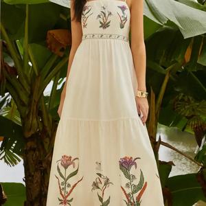 Vestido Largo de Verano 2025 para Mujer, Personalizado, con Bordado, sin Mangas, Estilo Halter - Product Image 3