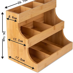 Estante de almacenamiento de bolsitas de té de bambú de madera, organizador de escritorio de 3 niveles para cápsulas de té y café, estante para bebidas - Product Image 4
