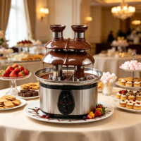 Fontaine à chocolat électrique à double tour à 3 niveaux pour fêtes, pour faire fondre le fromage, le queso, les bonbons et la fondue, et faire tremper les fraises