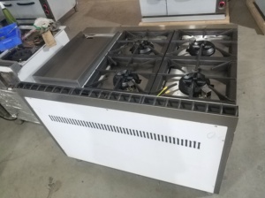 专业燃气灶4燃烧器炉灶和24英寸带2个烤箱的全平烤盘 - Product Image 3