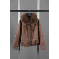 Neu Eingetroffener Echter Fuchspelzkragen Daunenjacke Damen Wildlederjacke mit Großem Fuchspelzkragen