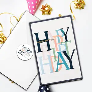 Печать собственного логотипа открытки поздравительные открытки с конвертом и наклейками Набор стикеров на день рождения
