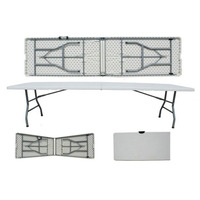 Vente en gros pour 8 à 10 personnes Table pliante rectangulaire en plastique blanc de 8 pieds pour événements