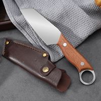 Petit couteau de cuisine ménage métal viande couperet marteau motif Barbecue anneau forgé à la main couteau de Chef manche en bois pour Camping