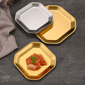 304 Stainless Steel Octagonal <b>Plate</b> Gold Finish Korean Style <b>Side</b> Dish For Cold Snack Dessert Serving - Product Image 3