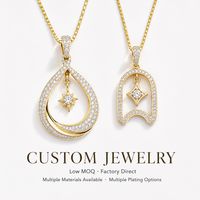 Collier pendentif personnalisé Mosen en acier inoxydable, breloque étoile en cristal doré OEM pour un style urbain tendance.