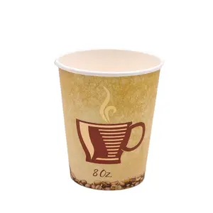 Customized Color Printing Disposable Paper Coffee Cups Recycled Hot Drink Ware