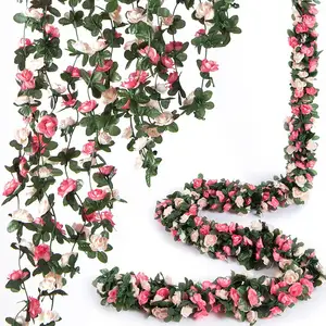 2024 Schlussverkauf künstliche Blume Rose Weinrebe Haus Wanddekoration Türdekoration Party Hochzeit Bogen Rose Wisteria hängende Blumen
