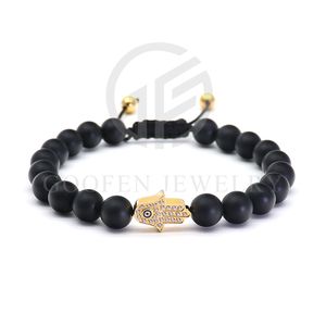 Braccialetti regolabili degli uomini della corda delle perle di pietra naturali calde di <span class=keywords><strong>Hamza</strong></span> 8mm all'ingrosso - Product Image 3