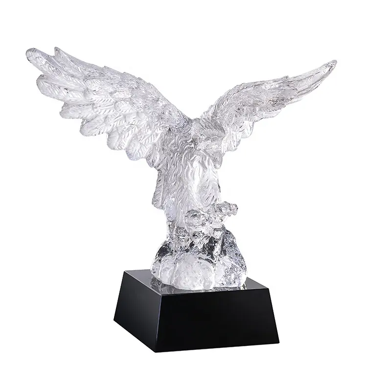 Home Desktop Decor 3D Models Animal Flying Crystal Eagle Sculpture For Souvenir Gift