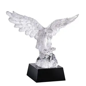 家庭桌面装饰 3D 模型动物飞行水晶鹰雕塑纪念品礼物