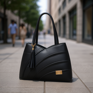 กระเป๋าถือหนังสีดำสำหรับผู้หญิง ยี่ห้อ Fana Kanya ดีไซน์หรูหรา ตกแต่งพู่ห้อย เหมาะสำหรับใช้ในชีวิตประจำวัน กระเป๋าสะพายลำลอง - Product Image 2