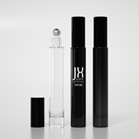 Botol Minyak Parfum Silinder Panjang 15ml 10ml Botol Minyak Parfum Kaca Hitam dengan Roller Ball