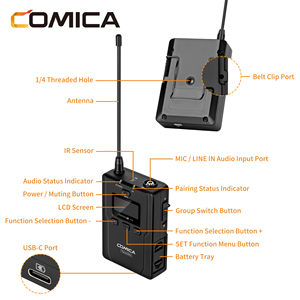 Micrófono inalámbrico Comica UHF, funciona con cámara, videocámara, teléfono inteligente, grabadora y otros equipos - Product Image 3