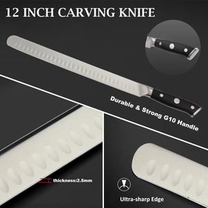KITCHENCARE Nouveautés <span class=keywords><strong>Couteau</strong></span> à <span class=keywords><strong>jambon</strong></span> noir de 12 pouces <span class=keywords><strong>avec</strong></span> manche G10, <span class=keywords><strong>couteau</strong></span> à découper la viande - Product Image 2