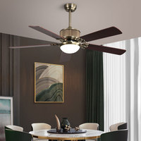 52 pouces de haute qualité 5 lames ventilateur de plafond en métal télécommande moderne Led moteur à courant continu avec lumière salon