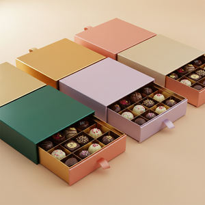 Boîte à tiroir d'emballage de chocolat imprimée en forme personnalisée résistante à la graisse pour <span class=keywords><strong>boutique</strong></span> de cadeaux gastronomiques, bonbons, fête d'anniversaire, anniversaire - Product Image 1
