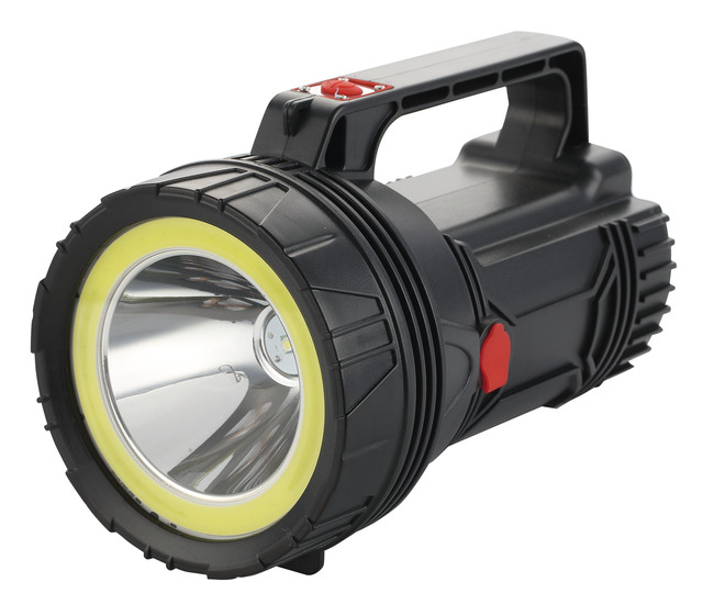 Portable Rechargeable High-Power LED Torch Flashlight & Worklight with Waterproof Feature Long-Range Reach and ABS Construction