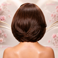 Perruque Bob 4x4 en cheveux humains, pré-coupée, sans colle, avec fermeture en dentelle, 8-10 pouces, cheveux courts, raie en C, noire naturelle, avec ligne de cheveux pré-épilée