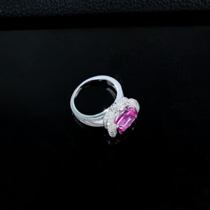 Anillo de Plata de Ley 925 con Zafiro Padparadscha Creado en Laboratorio - Product Image 4