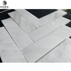 Factory Direct White Herringbone Shape Marble Mosaic Tiles For Bathroom