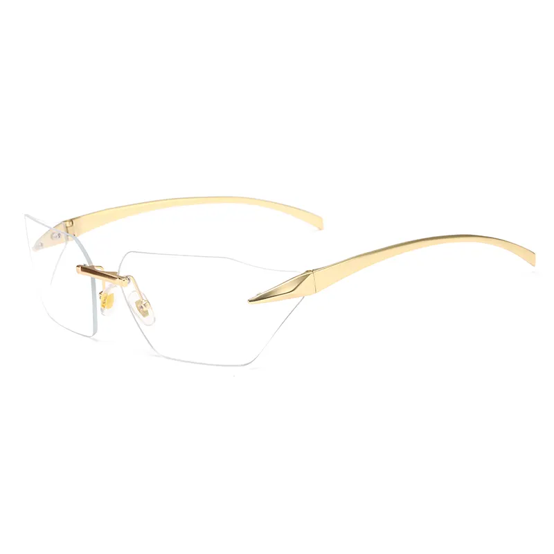 2024 New Arrival Rimless Rectangle Sunglasses Unisex UV400 Frameless Square Shades Fashion Sun Glasses