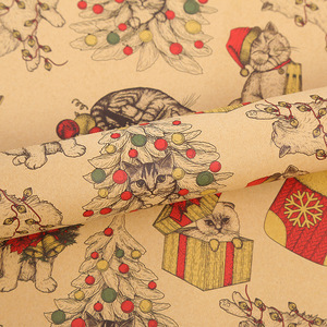 Papier cadeau de Noël en papier kraft, design créatif de chat, impression offset recto simple, emballage artisanal pour cadeaux - Product Image 2