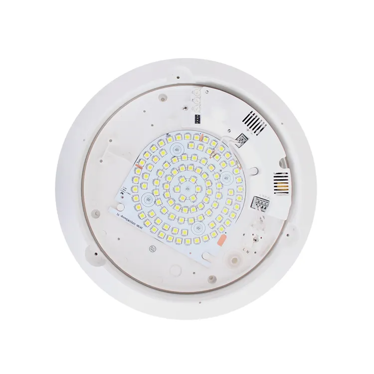 مستشعر الميكروويف PD-LED2004 من Pdlux بتردد 5.8 جيجا هرتز LED، مصباح سقف أبيض من البلاستيك، يُثبت على السقف بسطح مستدير حديث يتم تركيبه بزاوية 360 درجة