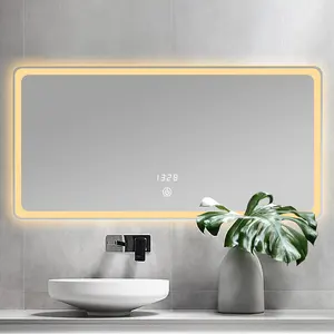 Specchio da bagno a Led intelligente rettangolare con interruttore tattile antiappannamento impermeabile con altoparlante e Radio