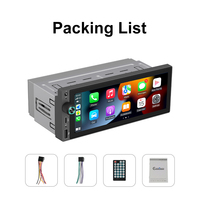 Autoradio 1din 6,86 pouces HD, type C, charge rapide, multimédia, Carplay, Android Auto, écran tactile, stéréo, vidéo, BT, USB, FM, AUX, lecteur MP5