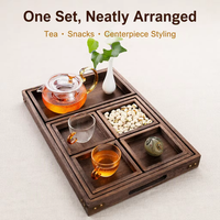 Ensemble de 7 pièces en bois classique, plateaux et assiettes décoratifs pour centre de table de bureau ou de table basse