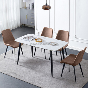 Jeawell Ý Bàn Ăn Kim Loại Cơ Sở Thủy Tinh Hàng Đầu Trang Trí Hình Chữ Nhật Vàng Kết Thúc Bằng Thép Không Gỉ Đá Cẩm Thạch Bàn Ăn - Product Image 2