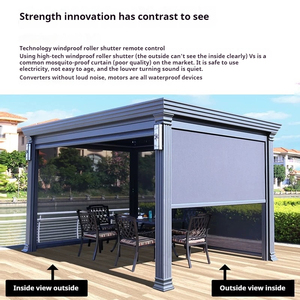 Pergola Électrique en Aluminium Marron Moderne, Pare-Vent Modulaire, Abri Solaire pour Patio, Jardin, Cour Arrière, Bord de Piscine - Product Image 5