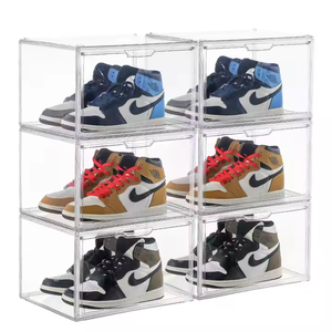 Cajas de Almacenamiento de Zapatos Apilables de Plástico Transparente al por Mayor, Tipo Cajón Acrílico con Abertura Frontal, Caja de Zapatos Magnética Transparente - Product Image 3
