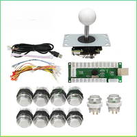 Kit de joystick d'arcade DIY avec encodeur USB à délai nul, joystick 8 directions et bouton poussoir éclairé au chrome pour jeux PC, pièces métalliques